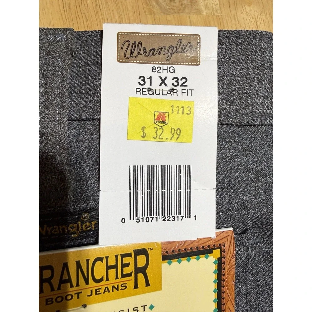 Wrangler Rancher Dress Boot Jeans 31x32 Charcoal Gray NWT Western Pants Men
